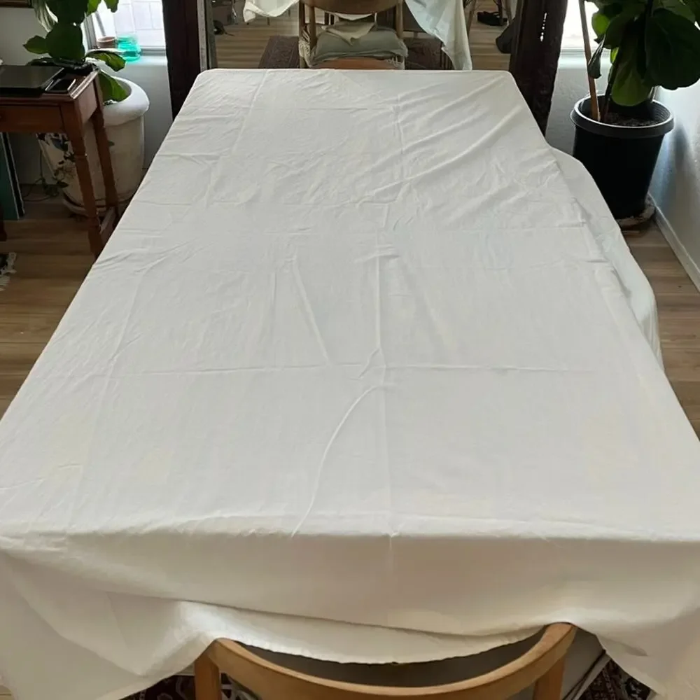 COYUCHI Organic Cotton Cream Sheet Set Pillowcase Fitted & Flat